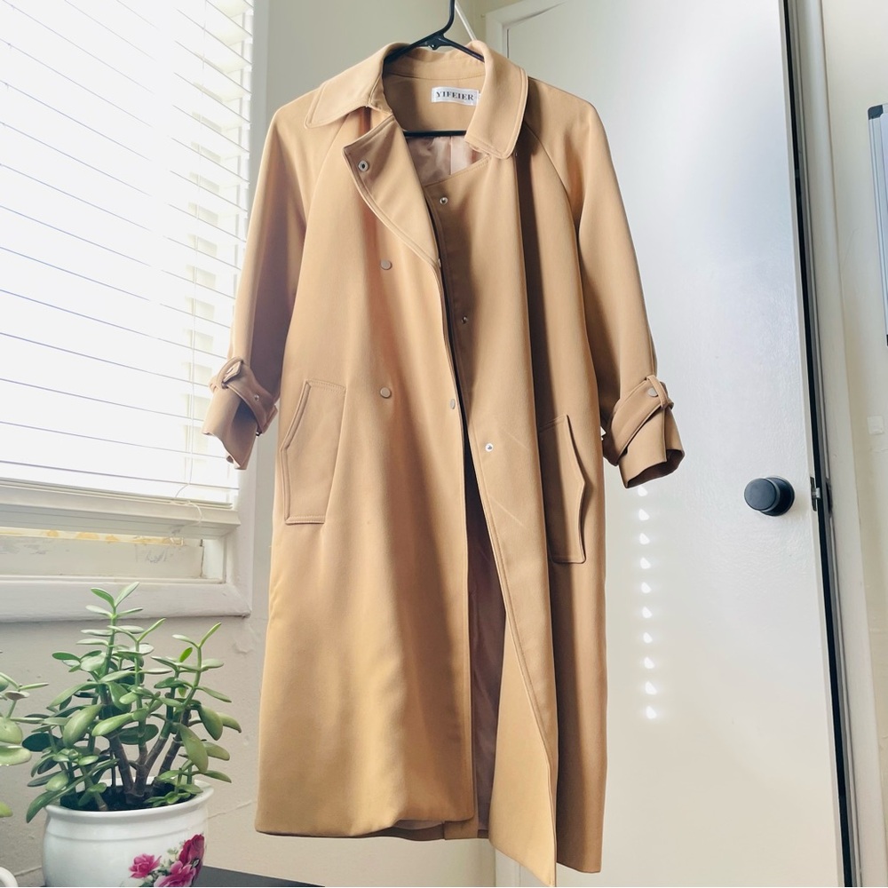 YIFEIER Camel Trench Coat - Elegant & Lightweight